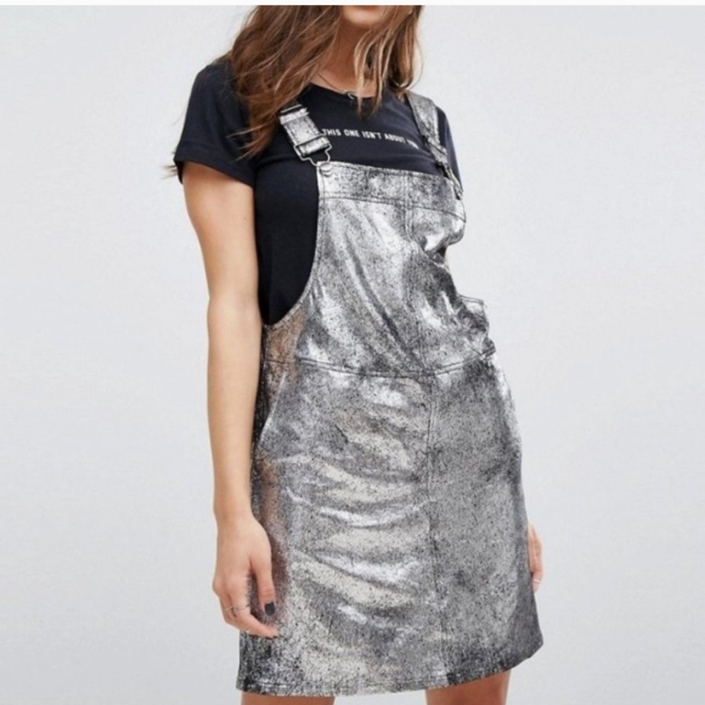 NWT BLANK NYC Metallic Overall Mini Dress Medium